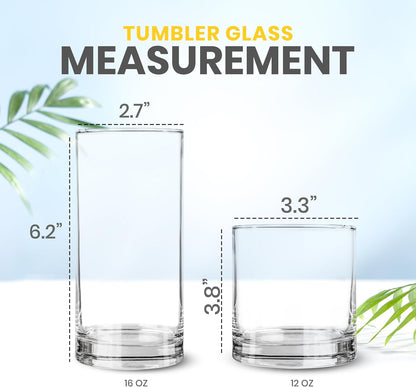 Clear Plastic Drinking Glasses - Pack of 6 (3 Each 12 Ounce & 16 Ounce Plastic Glasses Drinking) - Tumblers or Cups Reusable & Bpa-Free for Water, Juice & Other Drinks