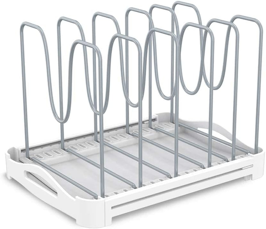 Adjustable Bakeware Organizer Pot Lid Holder Rack for Pots, Cake Molds, Cutting Boards, Mats, Cookware, GS02SS, 7.7'' Deep by 12.6'' to 21.5'' Wide