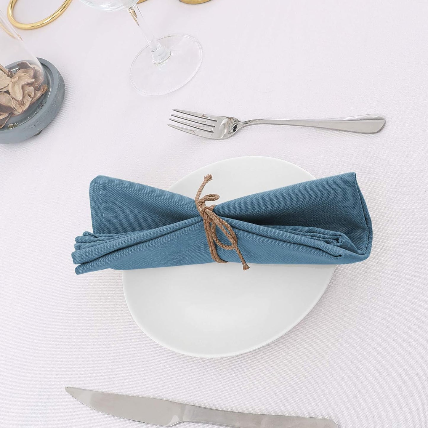 Cloth Napkins Set of 12 (18" X 18") Linen Textured Dinner Napkins Waterproof Extra Soft Thick Durable Reusable Napkins with Hemmed Edges for Dinners, Weddings and Everyday Use, Ink Blue