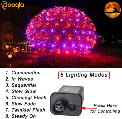 Halloween Net Lights Outdoor Decoration, 14.8X4.9 Ft 300LED Orange Purple Halloween Lights 8 Modes Connectable Twinkle Fairy Mesh Light for Bushes Tree Party Yard Garden Decoration