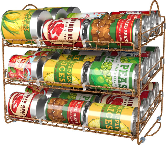 Can Organizer for Pantry, Storage Rack Organizer, Stackable Can Organizer, Can Pantry Organizers and Storage for Cans, Holds up to 36 Cans for Kitchen, Cabinet, or Pantry (Antique Gold)