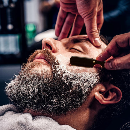 Professional Straight Razor for Men, Barber Straight Edge Razor Safety with 100 Pack Blades, Black