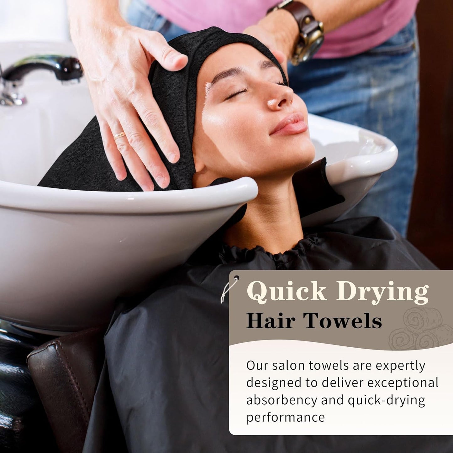 Salon Towels 12 Pack, Black Hand Towels for Bathroom, Quick Dry Gym Towels, Spa Face Towel, Absorbent Microfiber Towels for Salon, Barber, Gym, Bath, Pedicure and Home Hair Care,16 X 27 In