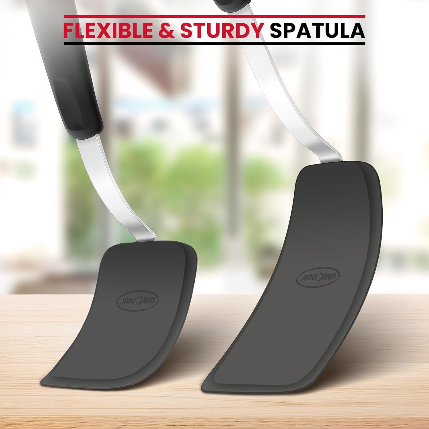 2-Piece Small Silicone Spatula Set, Heat-Resistant Kitchen Spatula Turner Set for Nonstick Cookware, Flexible Kitchen Utensils for Flipping Eggs, Pancakes, or Lifting Cookies and Brownies