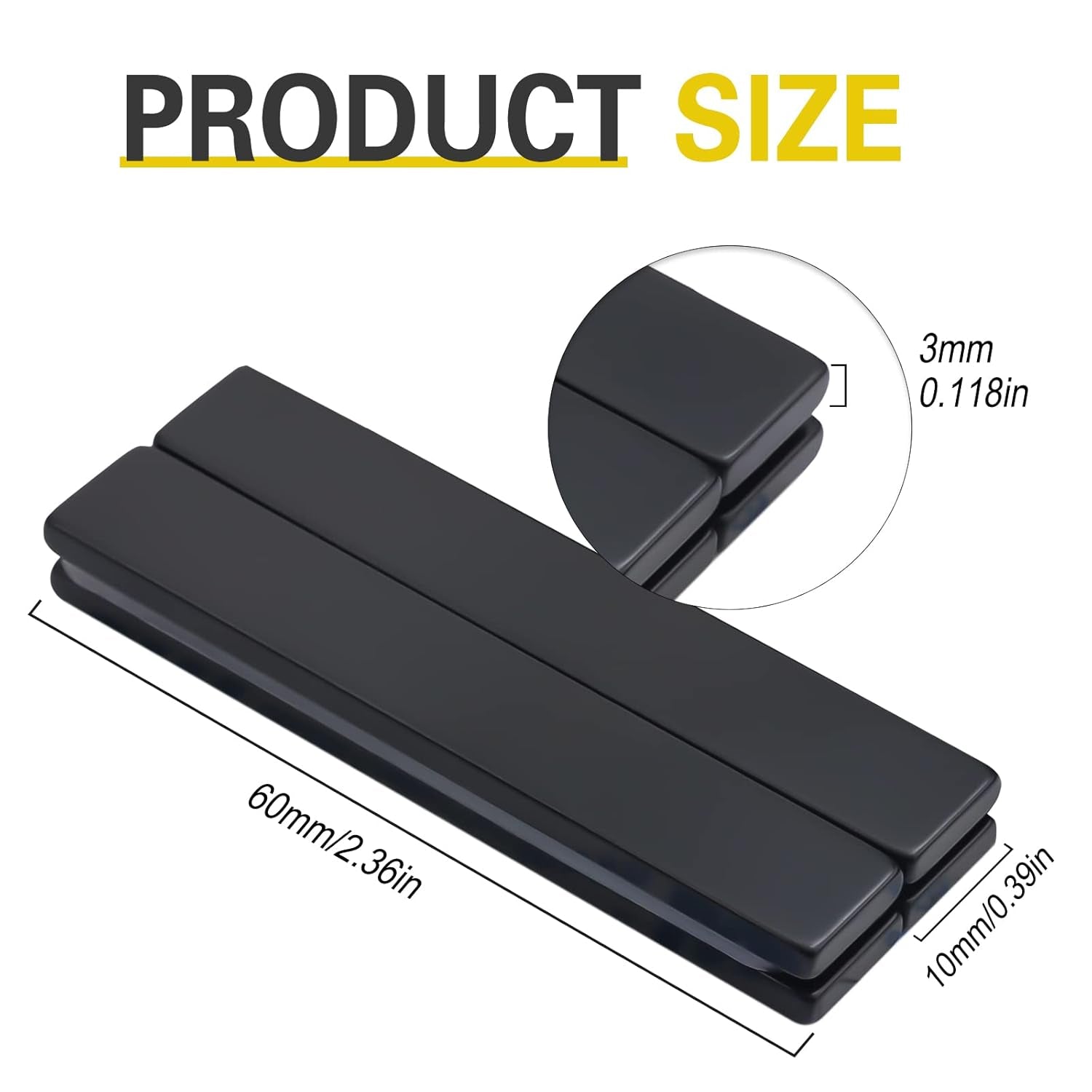 Waterproof Strong Neodymium Bar Magnets, Powerful Rare Earth Magnets with Epoxy Coating and Double-Sided Adhesive for Shower Door, Fridge, Scientific, Office Etc,60X 10X 3 Mm, Pack of 4