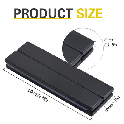 Waterproof Strong Neodymium Bar Magnets, Powerful Rare Earth Magnets with Epoxy Coating and Double-Sided Adhesive for Shower Door, Fridge, Scientific, Office Etc,60X 10X 3 Mm, Pack of 4