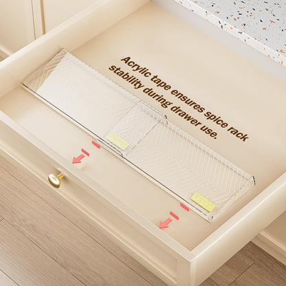 Spice Drawer Organizer, 8 Pack Clear Seasoning Organizer Rack, Kitchen Spice Rack Organizers for Drawer/Countertop (Jars Not Included, Expandable from 11" to 22" Wide)