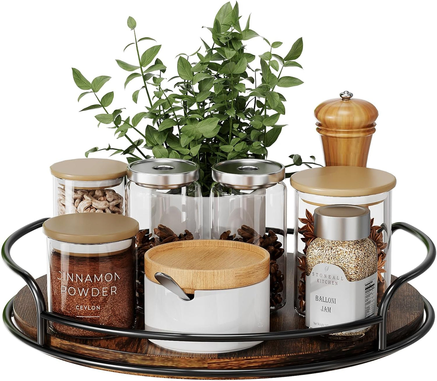 Lazy Susan Organizer, 9'' Lazy Susan Turntable for Cabinet, Table Top, Kitchen, Countertop, Bathroom, Pantry, Spice Organization, Wooden,1 Pack