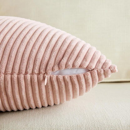 Set of 2 Blush Pink Boho Lumbar Rectangle Decorative Throw Pillow Covers 12X20 Inch with Diagonally Pattern for Couch Bed Sofa, Soft Corduroy Accent Modern Farmhouse Home Decor 30X50 Cm