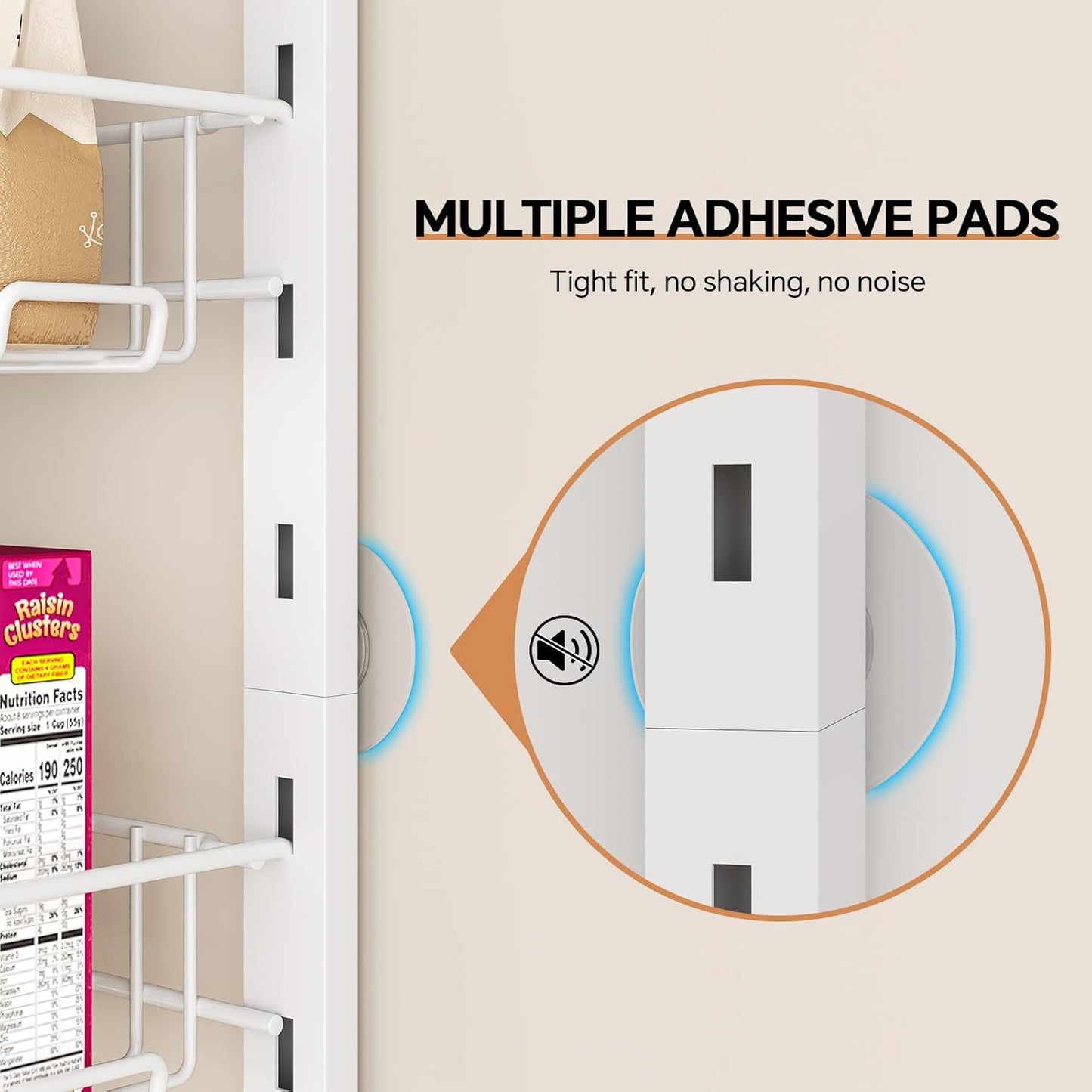 over the Door Pantry Organizer, 8-Tier Adjustable Spice Rack Cabinet Door Shelves, Hanging Seasoning Organizer for Kitchen Bathroom, Laundry Room Organization, White