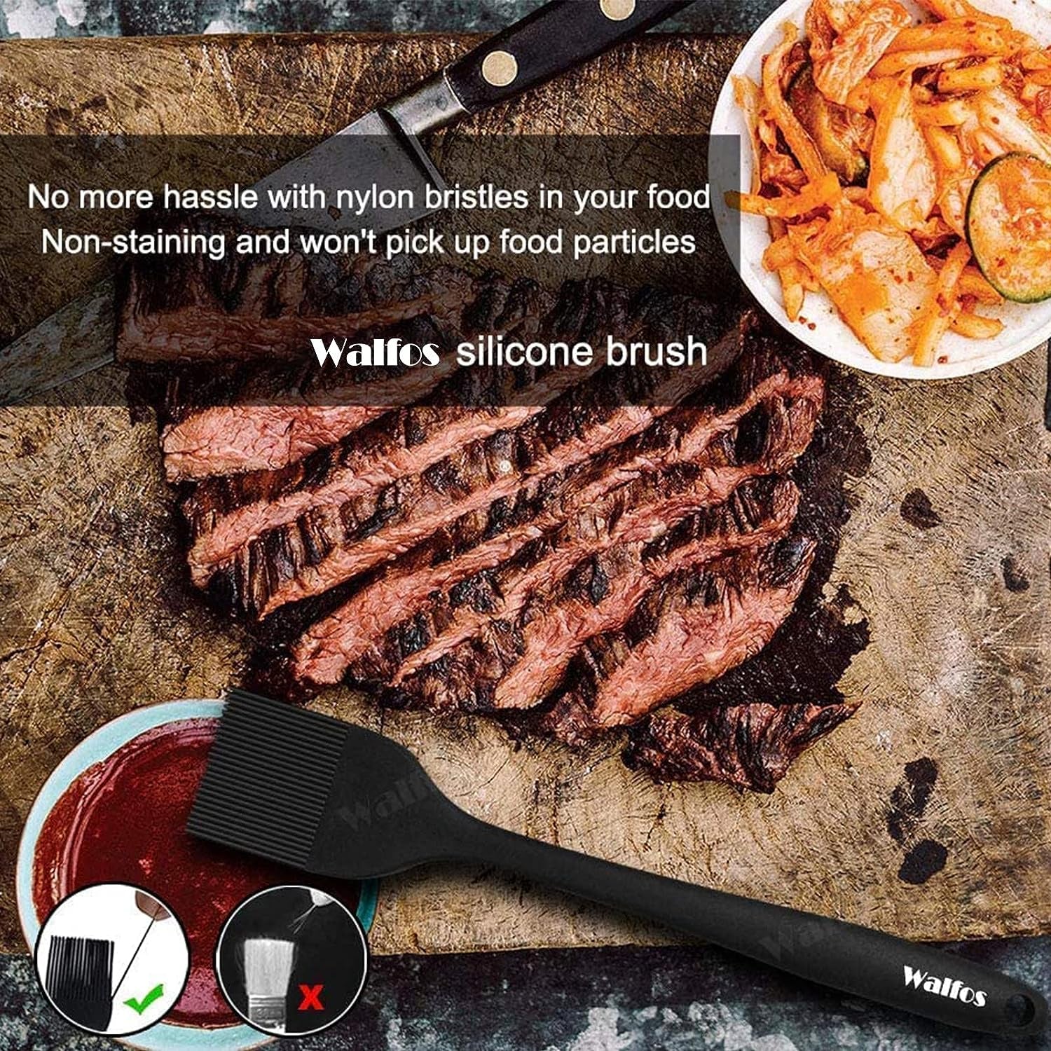 Silicone Basting Pastry Brush, Heat Resistant Pastry Brush Set, Strong Steel Core and One-Pieces Design, Perfect for BBQ Grill Baking Kitchen Cooking, BPA Free and Dishwasher Safe (2 Pcs)