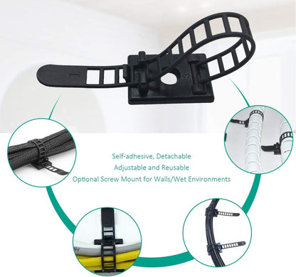 25 Pieces Desk Wire Organizer Cable Ties Zip Ties Adhesive Cord Clips Cable Management Cord Keeper Desk Wire Management