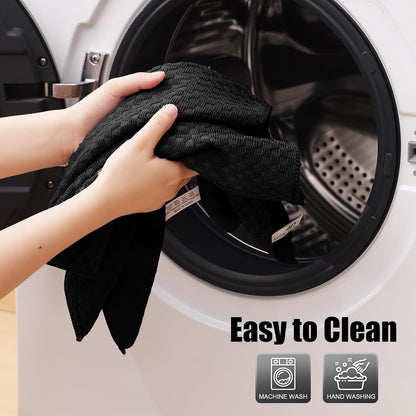 Microfiber Cleaning Cloth, 12 Pack Soft and No Lint Microfiber Towels Cleaning Supplies, Absorbent Fast Drying Cleaning Rags for Housekeeping, Kitchen, Window, 12 X12 Inches, Black