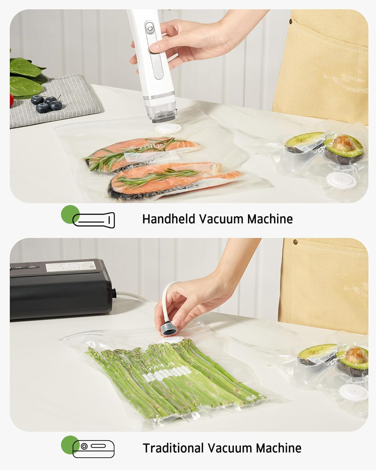 [2025 Upgraded]  Vacuum Sealer Bags for Food, 10 Pcs Medium Size 10" X 13.8" Food Storage Bags for Sous Vide Cooking Microwave Heating, Air Valve Zipper Bags & Zip Clips