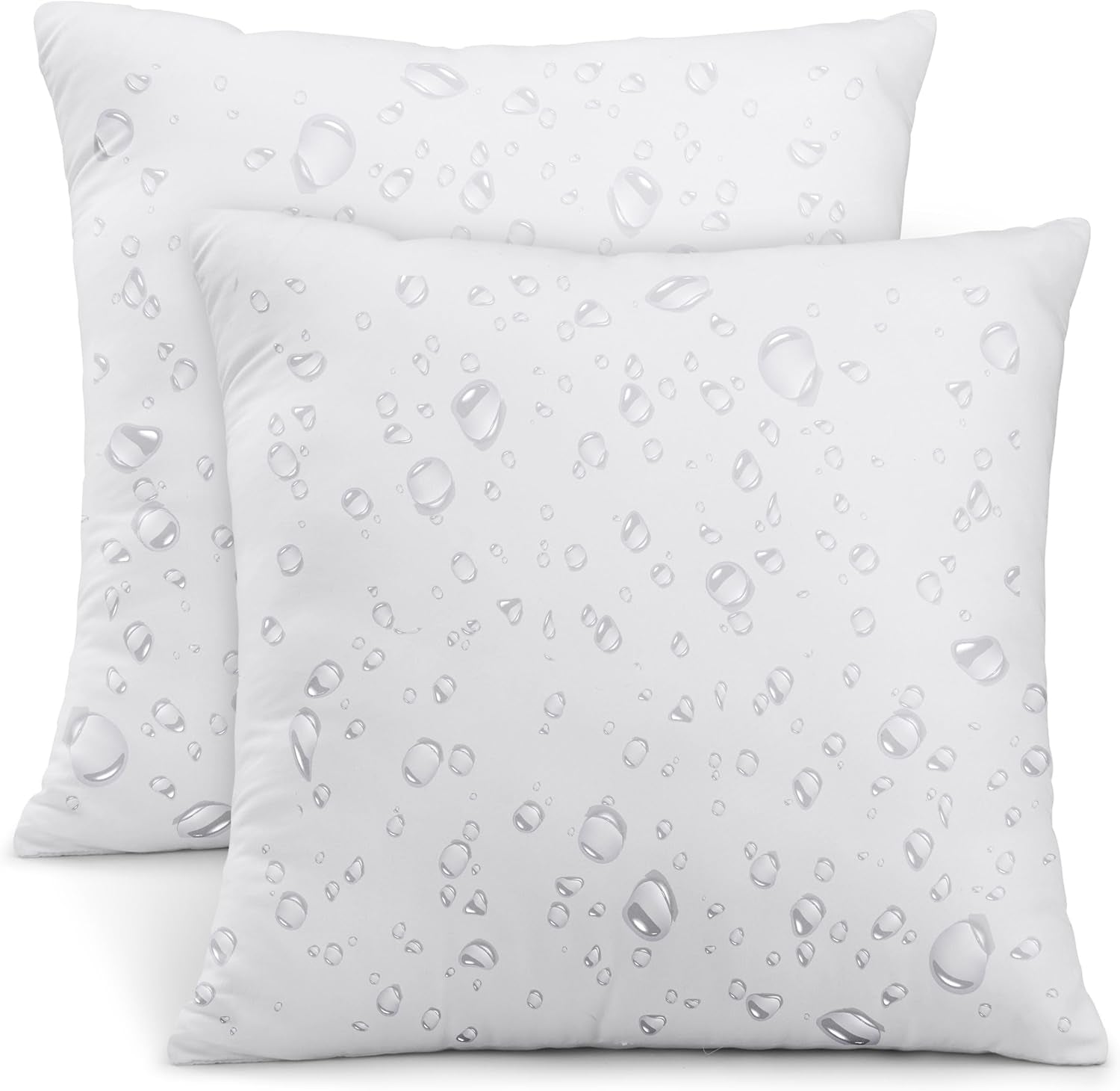 Outdoor Pillow Inserts 18 X 18 Inches (Pack of 2, White), Water Resistant Garden Throw Pillows for Patio and Porch Furniture