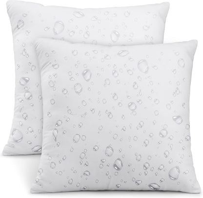 Outdoor Pillow Inserts 18 X 18 Inches (Pack of 2, White), Water Resistant Garden Throw Pillows for Patio and Porch Furniture