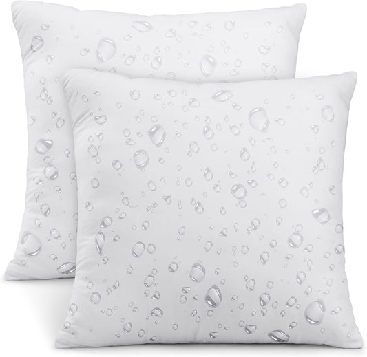 Outdoor Pillow Inserts 18 X 18 Inches (Pack of 2, White), Water Resistant Garden Throw Pillows for Patio and Porch Furniture