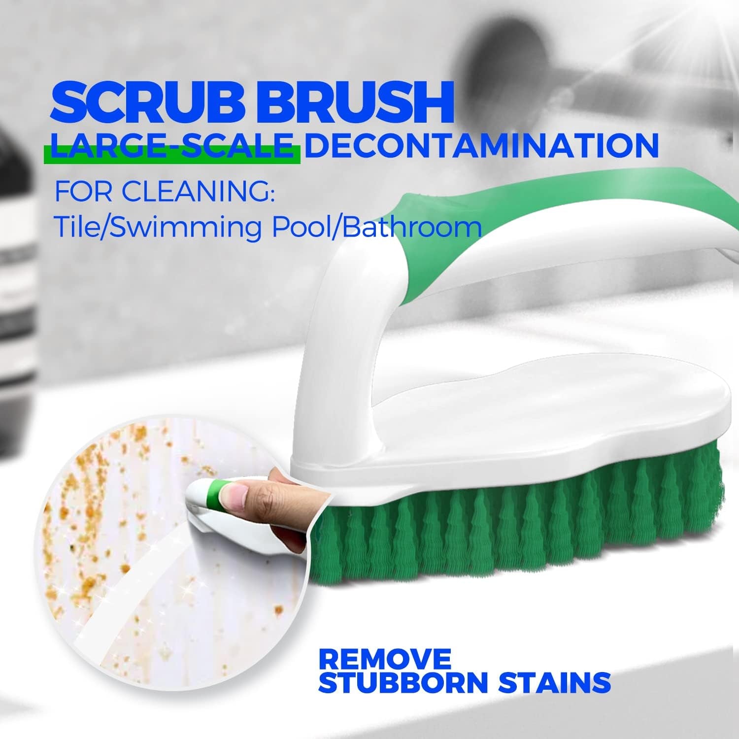 7 Pack Deep Cleaning Brush Set, Scrub Pads with Scraper Tip for Pool Walls, Bathroom, Grout, Floor, Tub, Shower and Kitchen Surface (Green)