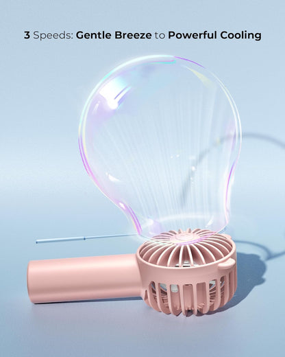 Mini Portable Fan, Handheld Fan with 3 Speeds for 2000Mah Battery USB-C Rechargeable, 3-Speed Quiet Operation, Stylish for Outdoors & Travel