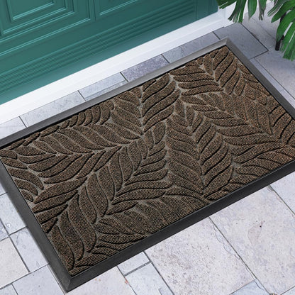Front Door Mat Outdoor Indoor, 29.5X17 All-Season Waterproof Welcome Mat, All-Weather outside Entrance Mat, Non-Slip Patio Porch Doormat, Low Profile, Fade Resistant, Brown