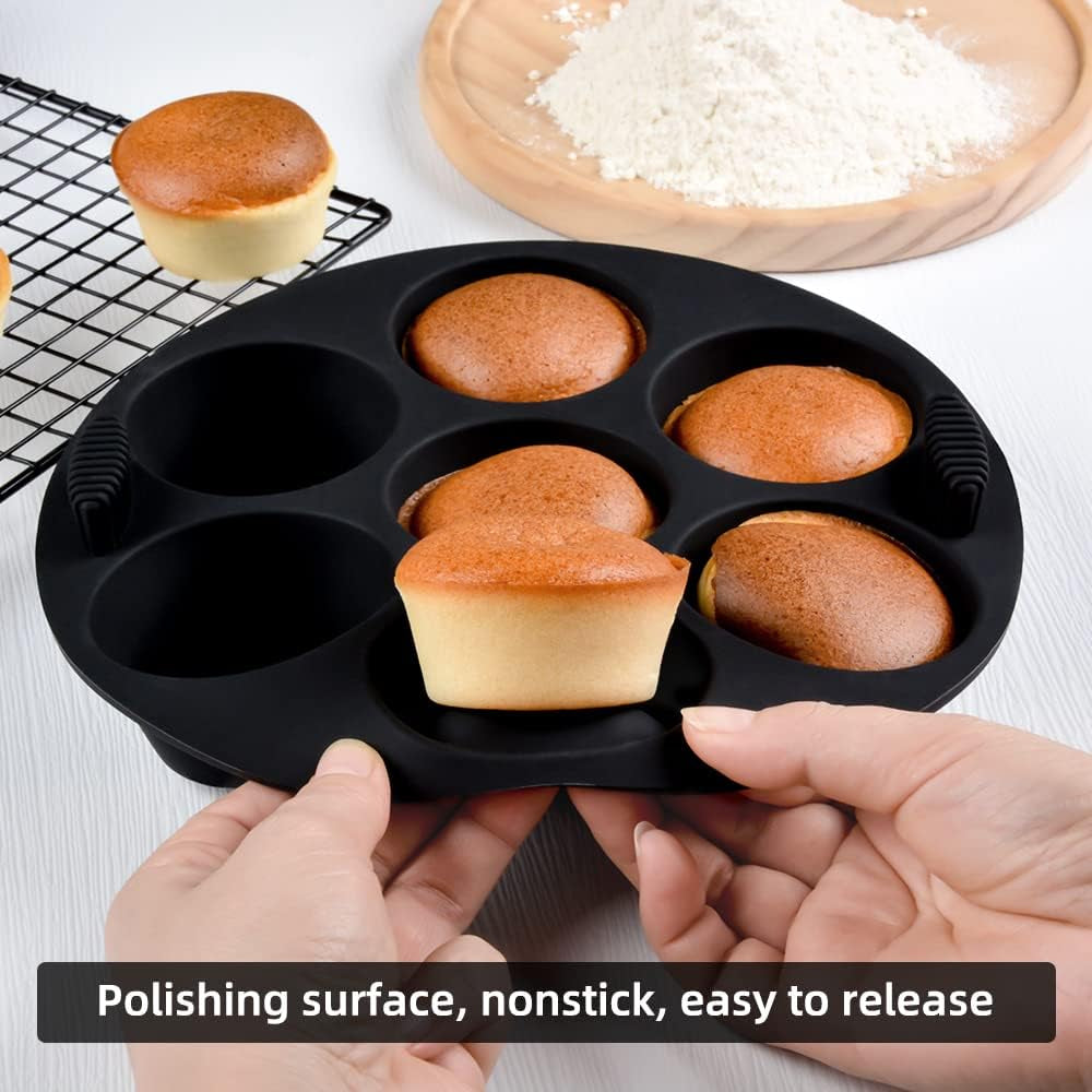 24 Cups Mini Muffin Pan, 7 Cups round Regular Muffin Pan for Air Fryer, Oven, Microwave