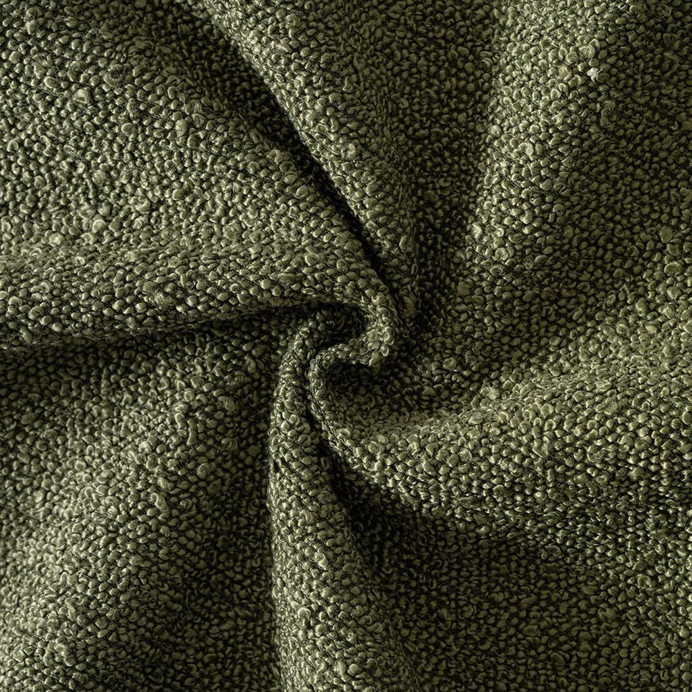 Textured Boucle Throw Pillow Cover Olive Green Accent Solid Lumbar Spring Pillow Case Decorative Soft Pack of 1 Couch Cushion Chair Sofa Bedroom Livingroom Home Decor,12X20 Inch