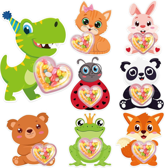 36Set Valentines Day Cards with Candy Dome Holders, Cute Animal Valentines Candy Holder Cards for Kids, Funny Valentines Exchange Greeting Cards DIY Gift Box School Classroom Crafts Prize Party Favors
