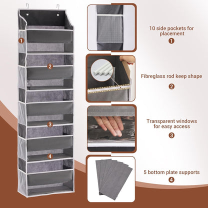 over the Door Organizers, 5-Shelf Door Storage for Bathroom, Dorm, College, Baby Organizer for Diapers 1 Pack, Grey