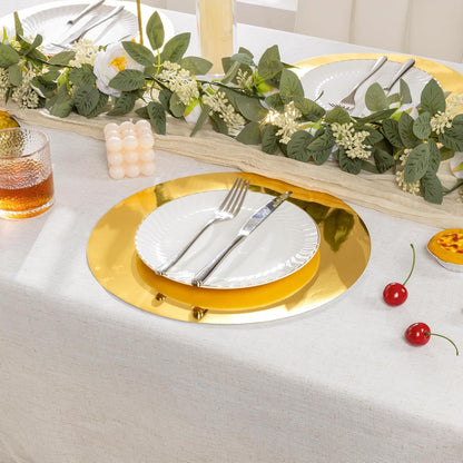 50Pcs round Gold Placemats, Paper Place Mats Disposable for Dining Table, Charger Plates Table Mat for Christmas Dinner Party Wedding Birthday Banquet Table Setting Decor, 13" Shiny Gold