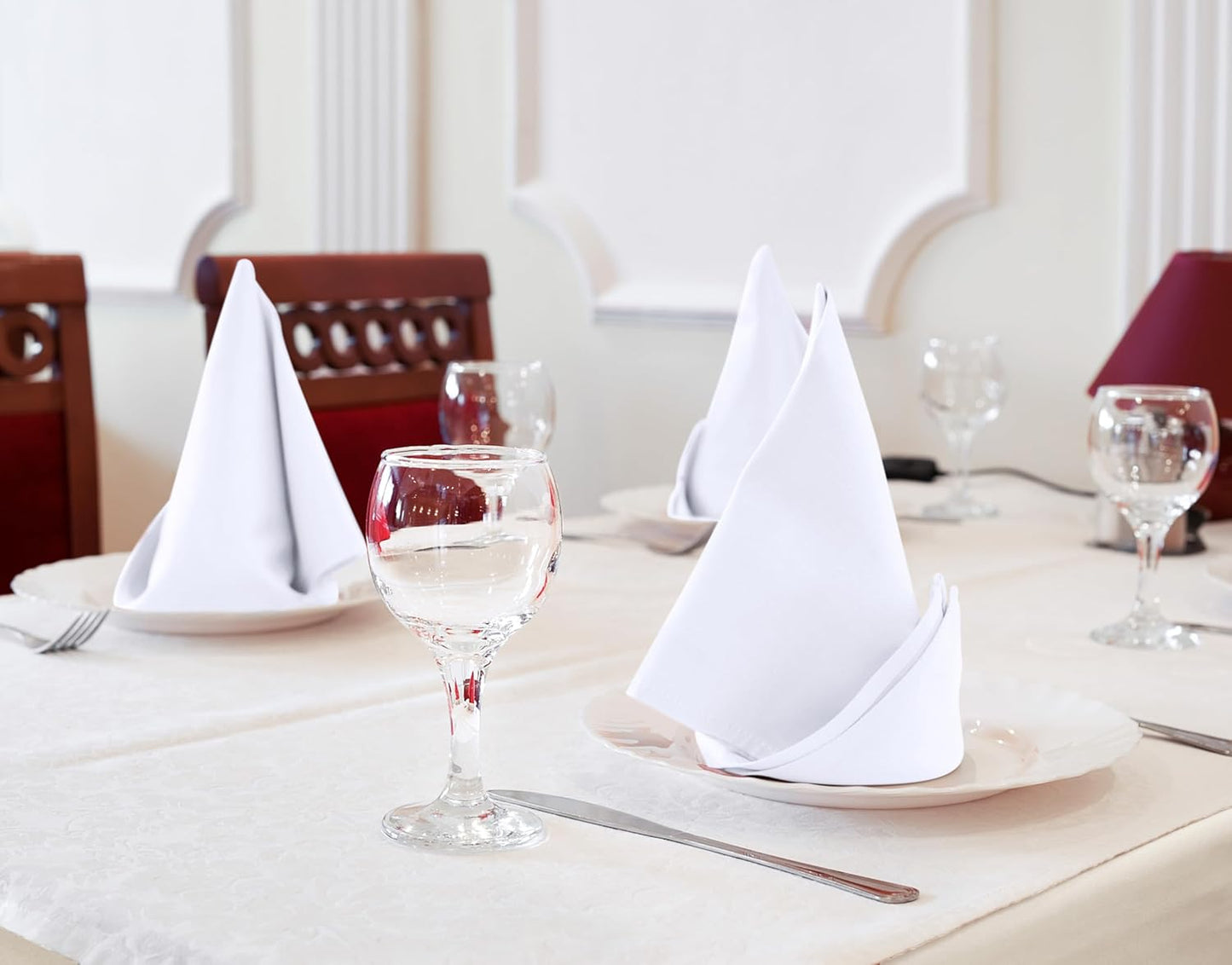 White Cloth Napkins [12 Pack, 18X18 Inch] Absorbent Cotton Blend Washable and Reusable for Dinner, Restaurant, Lunch, Wedding and Hotel