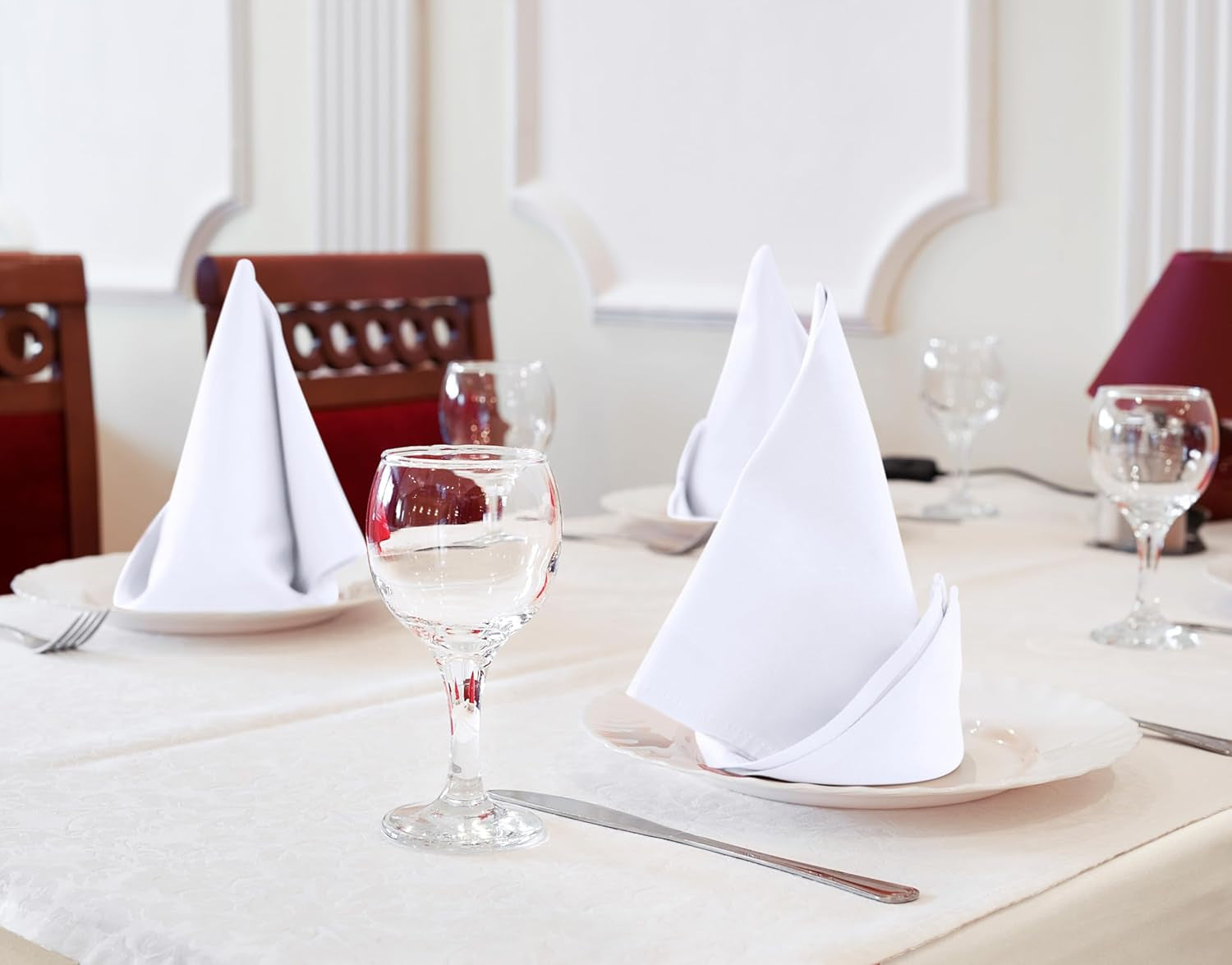 White Cloth Napkins [12 Pack, 18X18 Inch] Absorbent Cotton Blend Washable and Reusable for Dinner, Restaurant, Lunch, Wedding and Hotel