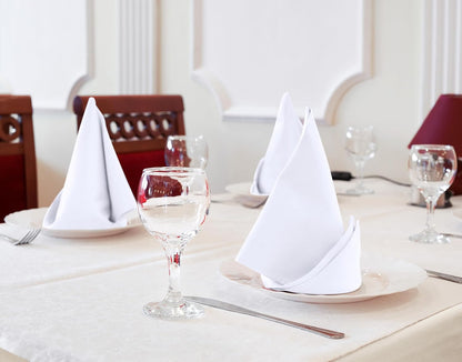 White Cloth Napkins [12 Pack, 18X18 Inch] Absorbent Cotton Blend Washable and Reusable for Dinner, Restaurant, Lunch, Wedding and Hotel