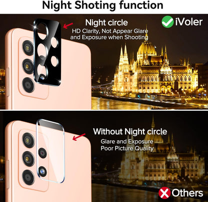 [4+2 Pack] Screen Protector for Samsung Galaxy A53 5G 6.5" 2022 [4 Pack] with [2 Pack] Camera Lens Protector Tempered Glass with [Alignment Frame] Transparent HD Clear Anti-Scratch, 6.5 Inch