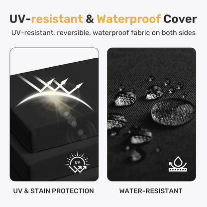 Outdoor Chair Cushions Pack of 4, Water Resistant Patio Cushions with Ties, High Density Sponge Filling Square Corner Seat Cushions for Outdoor Furniture, 18.5"X16"X3", Black