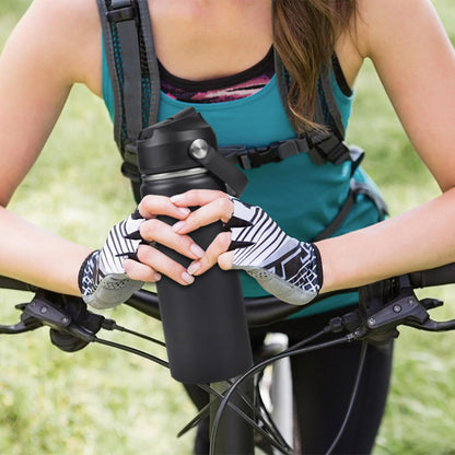 18Oz Insulated Stainless Steel Water Bottle, Wide Mouth Double Wall Vacuum, Silicone Straw, Sweat & Leak Proof, BPA Free Insulated Water Flask for Travel, Keep Cold 24H Hot 12H, Black