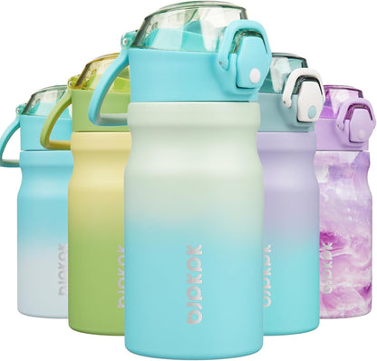 Water Bottle with Straw 14Oz Insulated Water Bottles Reusable Stainless Steel Metal Thermo with Leak Proof Lockable Lid and Carry Handle,Mint