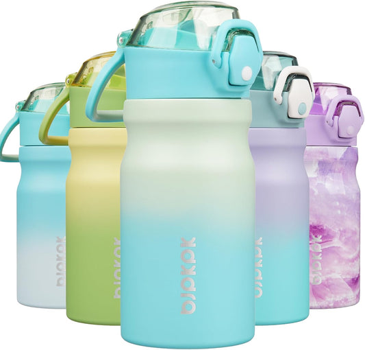 Water Bottle with Straw 14Oz Insulated Water Bottles Reusable Stainless Steel Metal Thermo with Leak Proof Lockable Lid and Carry Handle,Mint
