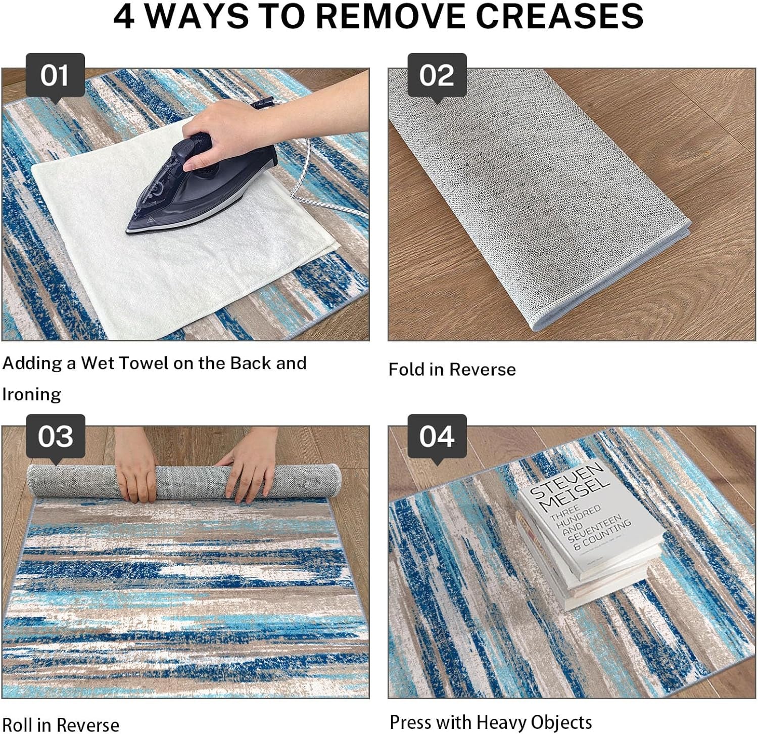 Modern Abstract Entryway Rug Indoor 2X3 Washable Rug Non-Slip Soft Small Area Rug Blue Kitchen Mats Thin Print Faux Wool Floor Carpet Throw Rugs for Entrance Bedroom Office Home Decor