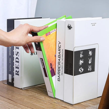 Book Ends 6 Pcs Acrylic Bookends Clear Book Holders for Shelves, Book Organizer with 24 Pcs Silicone Non-Slip Mats for Library Office School (5 * 5 * 7.3 Inch 3Mm Thickness 3 Pairs/ 6 Pcs)