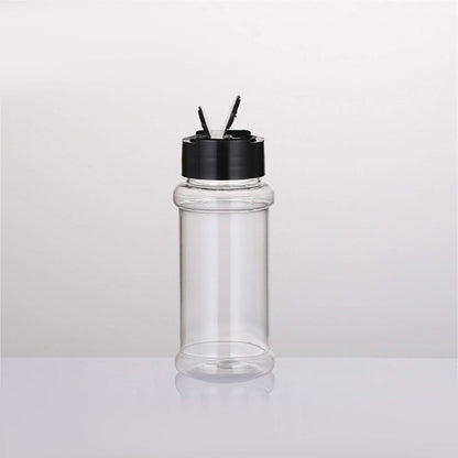 12 PACK - 3.3 Oz Plastic Spice Jars Bottles Containers with Black Screw Lids to Pour or Shake - Perfect for Storing Spice, Herbs and Powders - Lined Cap - BPA Free