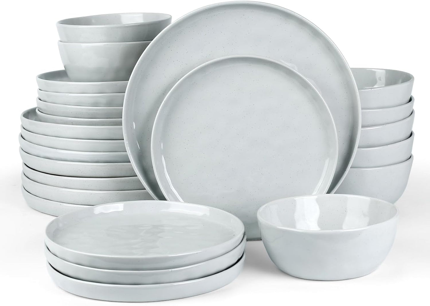 12-Piece Ocean Round Dinnerware Set for 4, Reactive Glaze, Microwave and Dishwasher Safe, Scratch Resistant, Cappuccino White