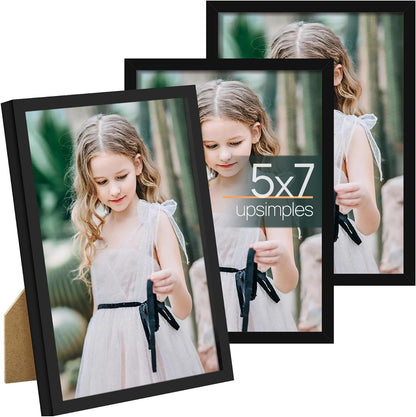 3 Pack 5X7 Picture Frame Bundle with 4X6 Brown Frames