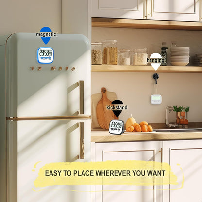2-Pack Magnetic Kitchen Timers for Cooking, Digital Stop Watch Countdown Timer for Kids, Teachers, Classroom, Office, Exercise - Battery Included