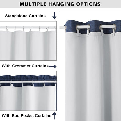 Greyish White 100% Blackout Curtain Liner 2 Panels Set for Bedroom Living Room behind Curtains, Insulated Curtains Liner for 86 Inch Extra Long, Each 50 Wx86 L, 2 Liners per Set