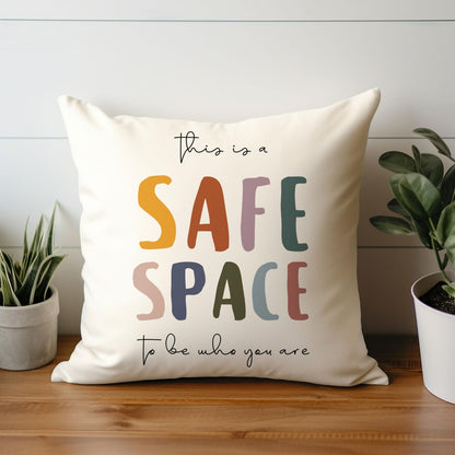This Is a Safe Space Pillow Cover, Therapist Office Decor, Counselor Office Gift, Mental Health Decor, Safe Space Square Pillow, Mental Health Pillow Decor
