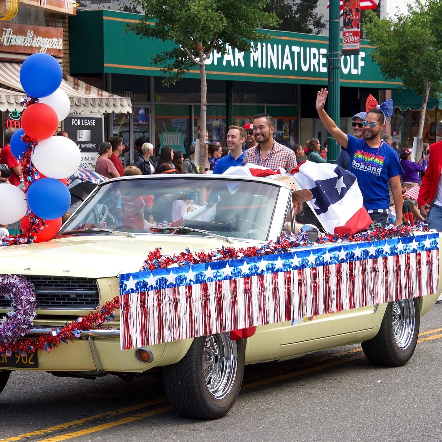 3Pack 30Ft 4Th of July Decorations Banner USA Stars Foil Fringe Garland Tinsel Streamers Red White and Blue Flag for Independent Memorial Veterans Day Patriotic Party Indoor Outdoor Decorations