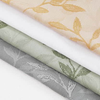Mila White Kitchen Tier Curtains, 36 Inch Length, Semi Sheer Leaf Jacquard Textured Small Cafe Curtains, Light Filtering, Each 30Wx36L, 2PCS