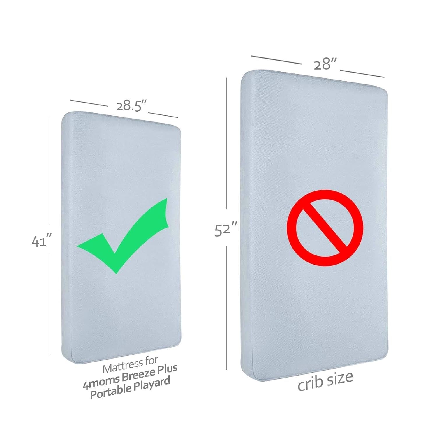 Waterproof Pack and Play Sheets Compatible with 4Moms Breeze plus Playard, Pack and Play Mattress Pad, White