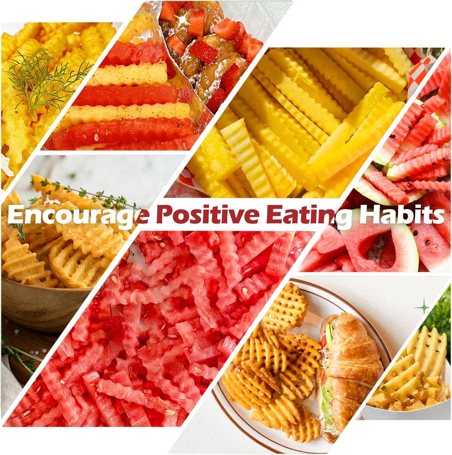 Crinkle Cutter Wavy Slicer for Veggies, French Fry Cutter, Stainless Steel Potato Slicer Wavy Chopper,Vegetable Crinkle Cutting Onion Chopping Tool for Fancy Edges for Cucumber, Kitchen Gadgets