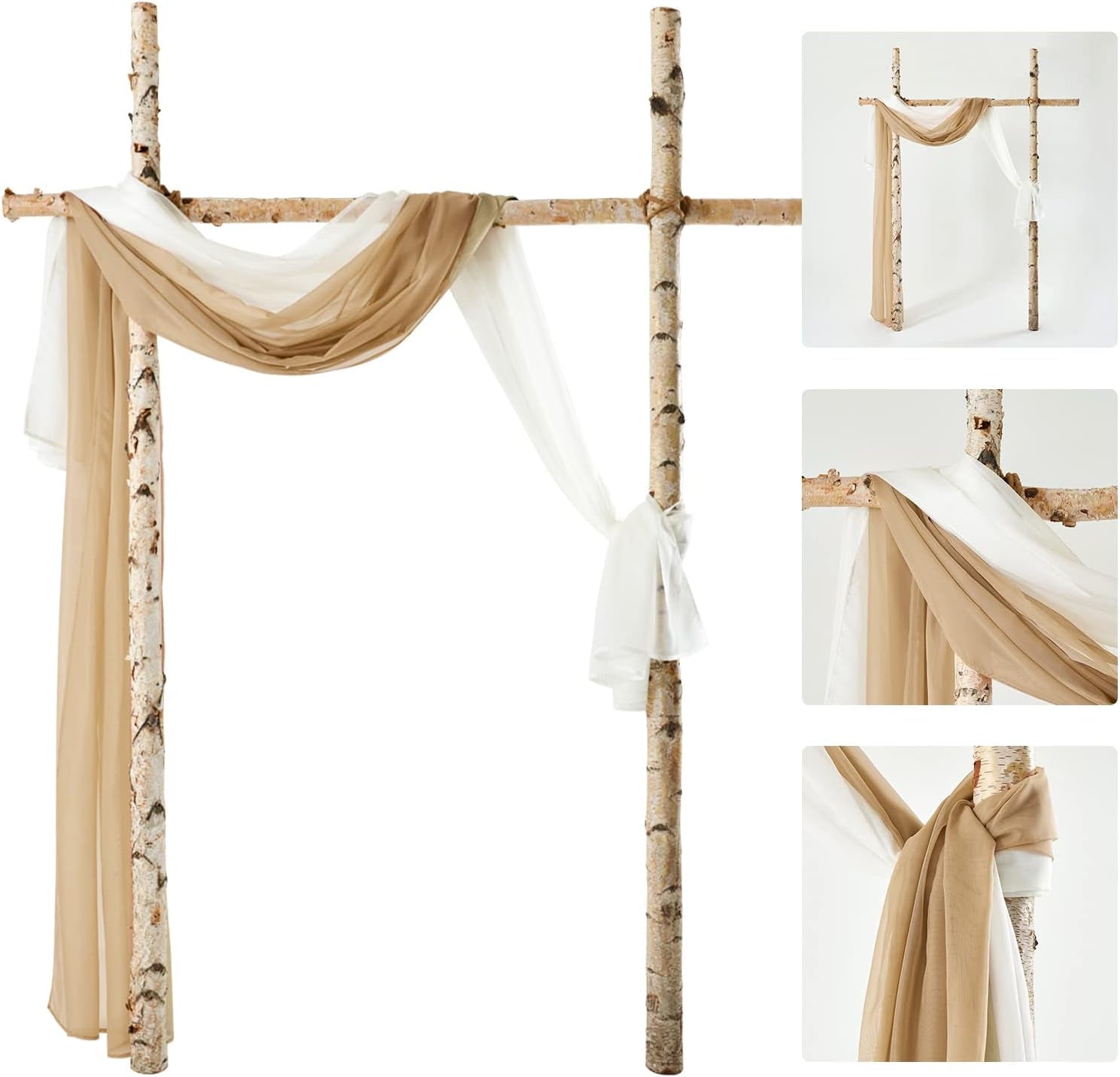 Window Scarf for Party Voile Curtain Scarf Sheer Window Valance Draping Fabric for Wedding Arch Ceremony Canopy Bed, Swag Curtain Window Treatment One Panel, 54 X 144 Inches Long, Brown